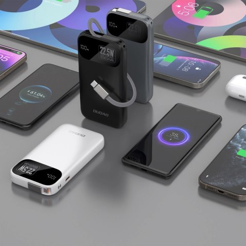 Powerbank Dudao K31 10000 mAh 22,5W PD z wbudowanym kablem - czarny