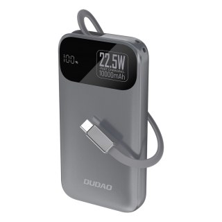Powerbank Dudao K31 10000 mAh 22,5W PD z wbudowanym kablem - szary