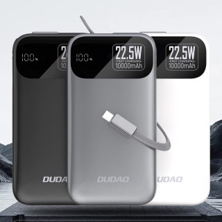 Powerbank Dudao K31 10000 mAh 22,5W PD z wbudowanym kablem - szary