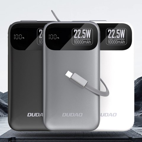 Powerbank Dudao K31 10000 mAh 22,5W PD z wbudowanym kablem - szary