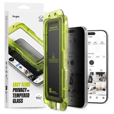 SZKŁO PRYWATYZUJĄCE RINGKE EASY SLIDE 2-PACK IPHONE 17 PRO PRIVACY