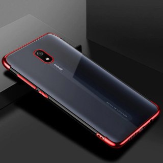 Żelowy pokrowiec etui z metaliczną ramką do Xiaomi Redmi 8A czerwony