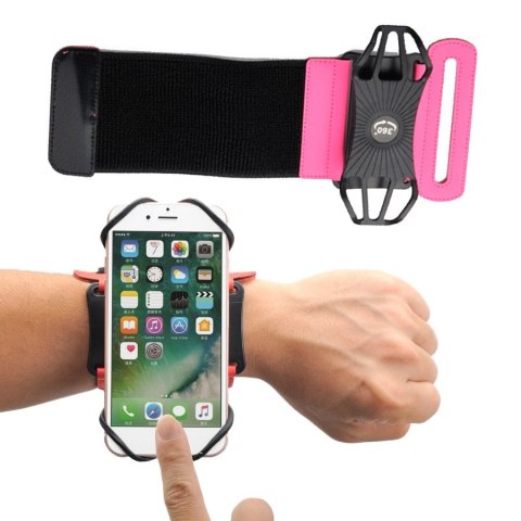 Etui opaska sportowa na nadgarstek armband do biegania na telefon do 6'' cali różowy