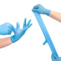 Jednorazowe Rękawiczki Nitrylowe 100 szt (M - 8 - 9 cm szerokość dłoni) niebieski