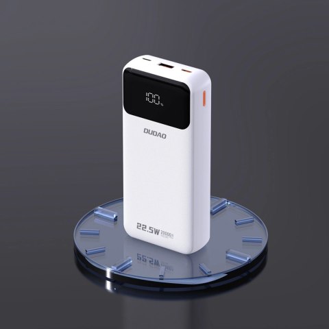Powerbank Dudao K15Pro 20000mAh 22.5W PD USB-C / USB-A / wbudowane kable Lightning i USB-C - biały