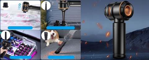 PRZENOŚNY ODKURZACZ SAMOCHODOWY RĘCZNY 16000Pa 120W 6000mAh + 2x FILTR HEPA