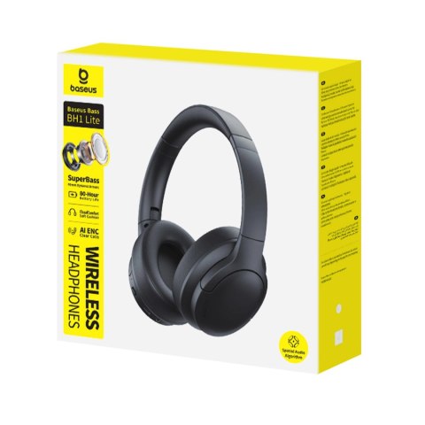 Słuchawki bezprzewodowe Baseus Bass BH1 Lite nauszne Bluetooth 6.0 - czarne