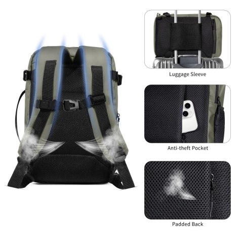 TECH-PROTECT DEFENDER S50 RYANAIR & WIZZAIR TRAVEL LAPTOP CABIN BACKPACK 20L 40x20x25 OLIVE GREEN