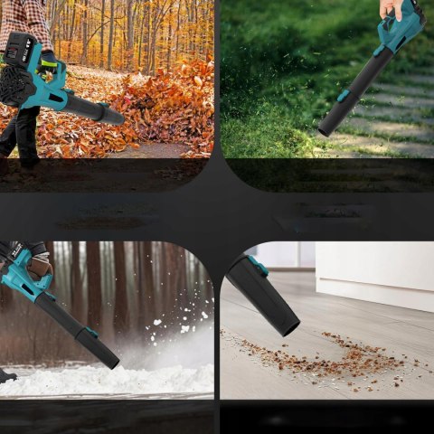 BEZPRZEWODOWA DMUCHAWA DO LIŚCI 21V - 6 PRĘDKOŚCI, 2 AKUMULATORY 3AH