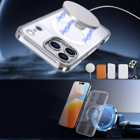 Etui Hybrid Armor X na iPhone 17 Pro Max z podstawką kompatybilne z MagSafe - przezroczyste