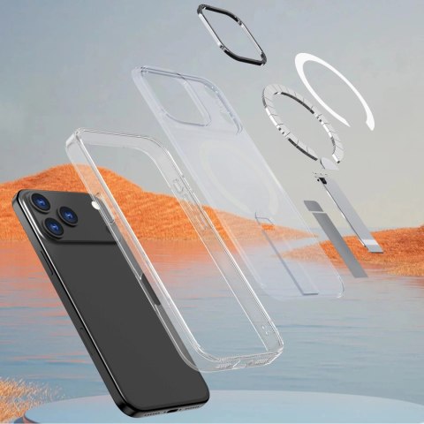 Etui Hybrid Armor X na iPhone 17 Pro Max z podstawką kompatybilne z MagSafe - przezroczyste