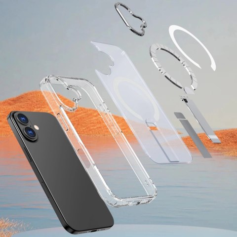 Etui Hybrid Armor X na iPhone 17 z podstawką kompatybilne z MagSafe - przezroczyste