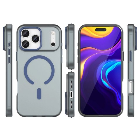 Etui Magnetic Abrasive na iPhone 17 Pro kompatybilne z MagSafe - matowe niebieskie