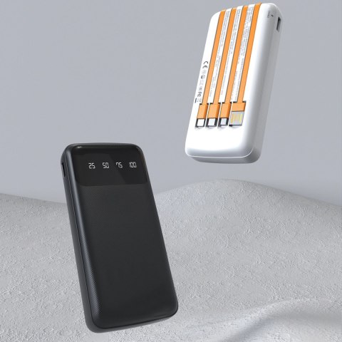 Dudao K6Pro uniwersalny powerbank 10000mAh z kablem USB, USB Typ C, Lightning czarny (K6Pro-black)