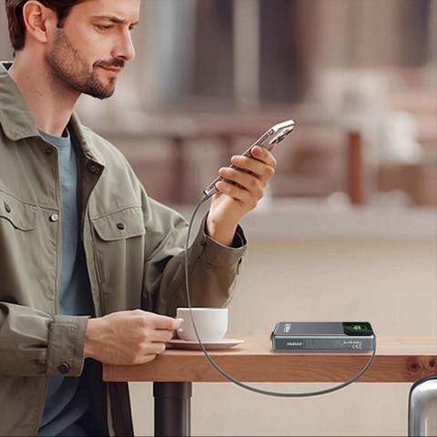 Powerbank Dudao K31 Pro 45W 20000mAh z wbudowanym zwijanym kablem USB-C - szary