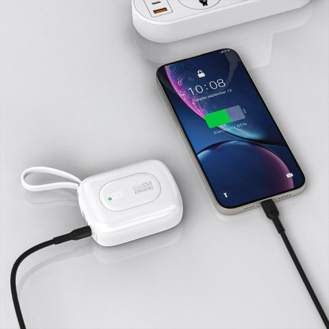 Powerbank Dudao K32 10000 mAh z wbudowanym kablem USB-C/Lightning - biały