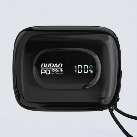 Powerbank Dudao K32 10000 mAh z wbudowanym kablem USB-C/Lightning - czarny