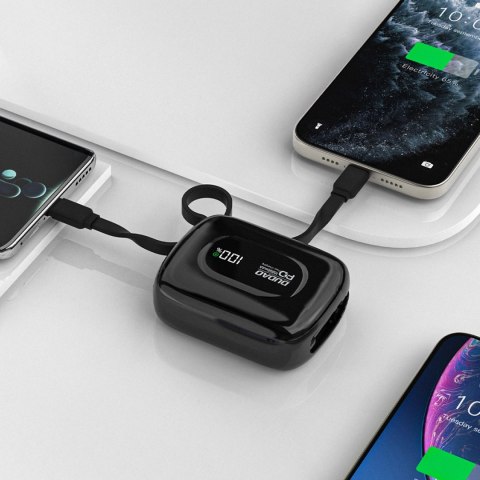 Powerbank Dudao K32 10000 mAh z wbudowanym kablem USB-C/Lightning - czarny
