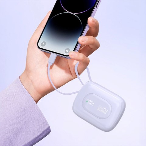 Powerbank Dudao K32 10000 mAh z wbudowanym kablem USB-C/Lightning - fioletowy