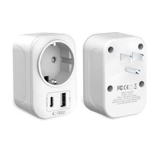 TECH-PROTECT TA100 TRAVEL ADAPTER US TO EU WHITE