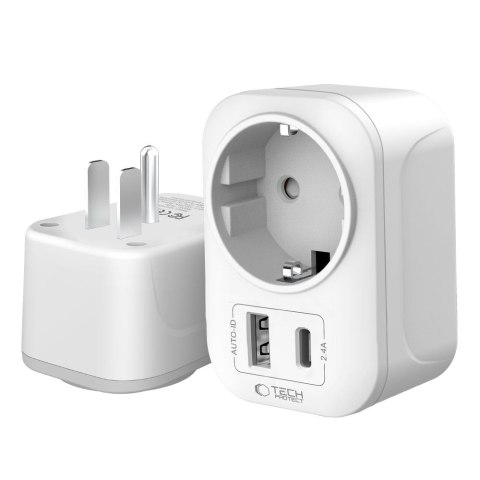 TECH-PROTECT TA100 TRAVEL ADAPTER US TO EU WHITE