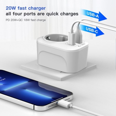 TECH-PROTECT TA100 TRAVEL ADAPTER US TO EU WHITE