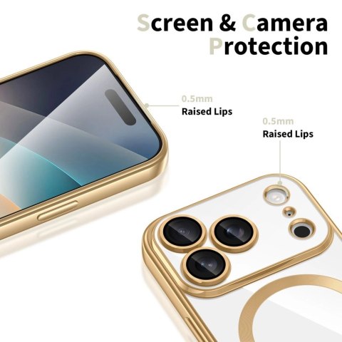 Etui Tech-Protect MagFlex MagSafe na iPhone 17 Pro Max - przezroczysto-złote