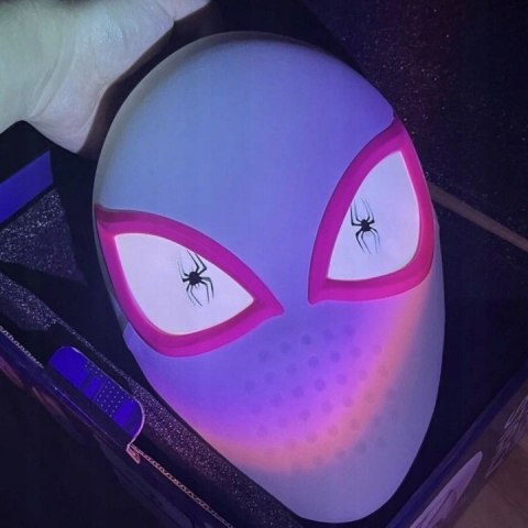 Maska SpiderMan Gwen Stacy Świecące Oczy Led COSPLAY Dla DZIECI i DOROSŁYCH