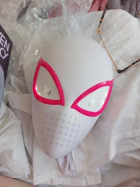 Maska SpiderMan Gwen Stacy Świecące Oczy Led COSPLAY Dla DZIECI i DOROSŁYCH