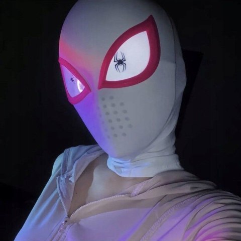 Maska SpiderMan Gwen Stacy Świecące Oczy Led COSPLAY Dla DZIECI i DOROSŁYCH