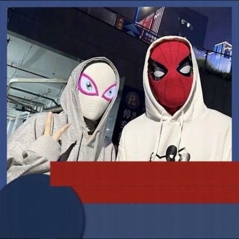 Maska SpiderMan Gwen Stacy Świecące Oczy Led COSPLAY Dla DZIECI i DOROSŁYCH
