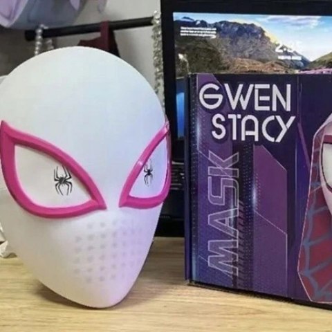 Maska SpiderMan Gwen Stacy Świecące Oczy Led COSPLAY Dla DZIECI i DOROSŁYCH