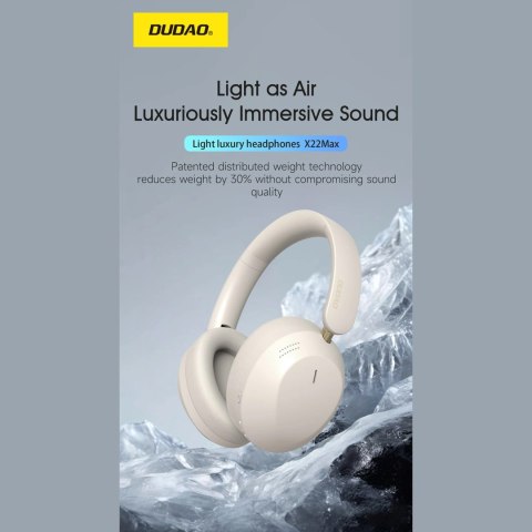Słuchawki bezprzewodowe Dudao X22 Max nauszne Bluetooth z ANC - beżowe