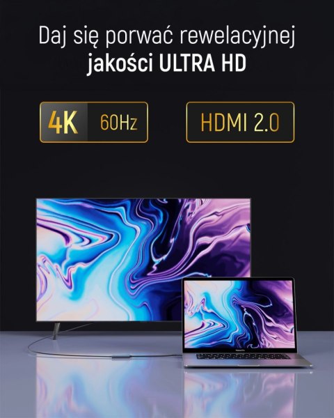 Adapter Wozinsky WACH-01 USB-C - HDMI 4K 60Hz - czarny