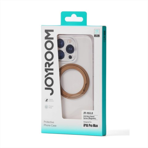 Etui Joyroom JR-16JL6 na iPhone 16 Pro ultracienkie kompatybilne z MagSafe z ringiem-podstawką 360° - złote