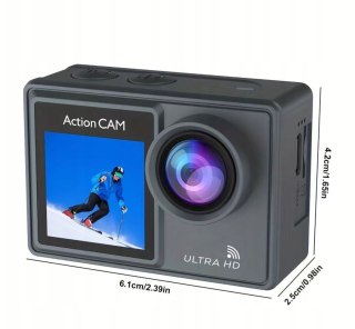 Kamera Sportowa 5K/4K UHD Pilot, Dwustronny Ekran i Obudowa Wodoodporna 30M