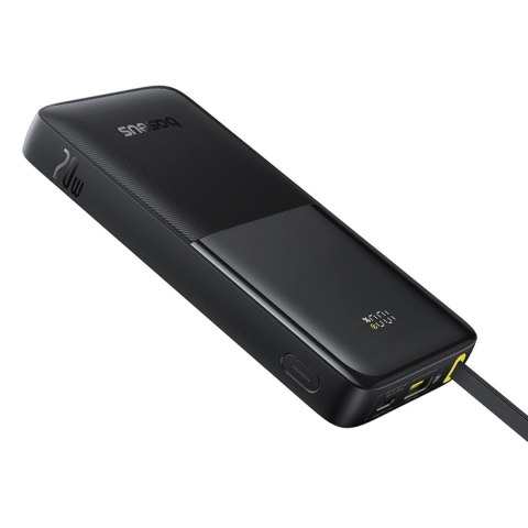 Powerbank Baseus Bipow 2 10000mah 20W z cyfrowym wyświetlaczem z wbudowanym kablem USB-C - czarny