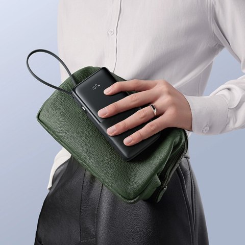 Powerbank Baseus Bipow 2 10000mah 20W z cyfrowym wyświetlaczem z wbudowanym kablem USB-C - czarny