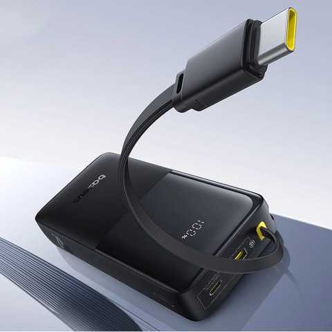 Powerbank Baseus Bipow 2 20000mah 20W z cyfrowym wyświetlaczem z wbudowanym kablem USB-C - czarny