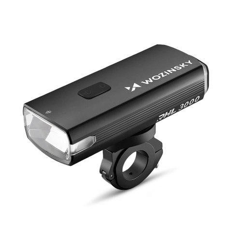 Lampka rowerowa przednia Wozinsky + kabel USB-C (3000 lm) - czarna