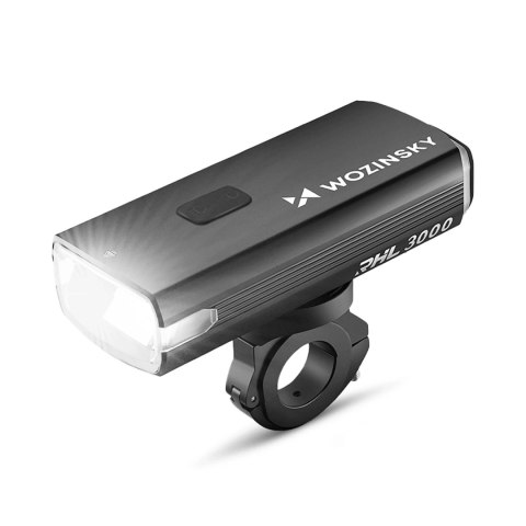 Lampka rowerowa przednia Wozinsky + kabel USB-C (3000 lm) - czarna