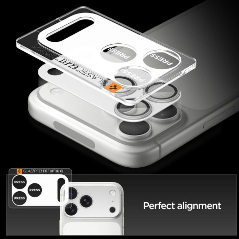 OSŁONA APARATU SPIGEN OPTIK PRO XL GLAS.TR "EZ FIT" CAMERA PROTECTOR IPHONE 17 PRO MAX SILVER