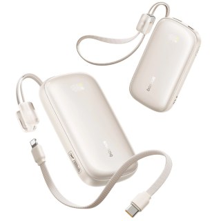 Powerbank Baseus EnerFill FC21 Qpow 3 Ultra 20000mAh 22.5W z wyświetlaczem z dołączonym kablem - beżowy