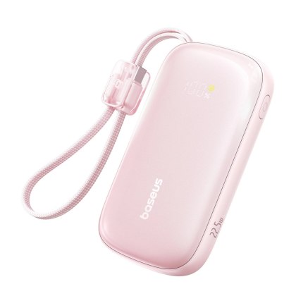 Powerbank Baseus EnerFill FC21 Qpow 3 Ultra 20000mAh 22.5W z wyświetlaczem z dołączonym kablem - różowy
