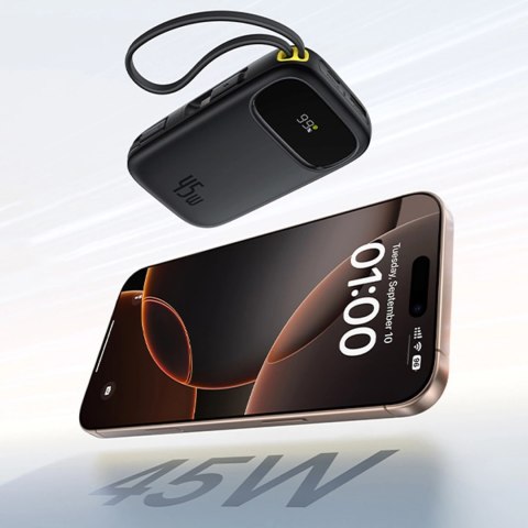 Powerbank Baseus EnerFill FC31 20000mAh 45W z wyświetlaczem z kablami USB-C i Lightning - czarny