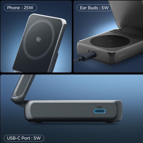 SPIGEN ESSENTIAL EF302MOQ Qi2.2 2IN1 MAGNETIC MAGSAFE WIRELESS CHARGER BLACK