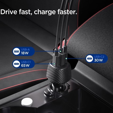 SPIGEN ESSENTIAL EV1133 3-PORT CAR CHARGER 113W BLACK