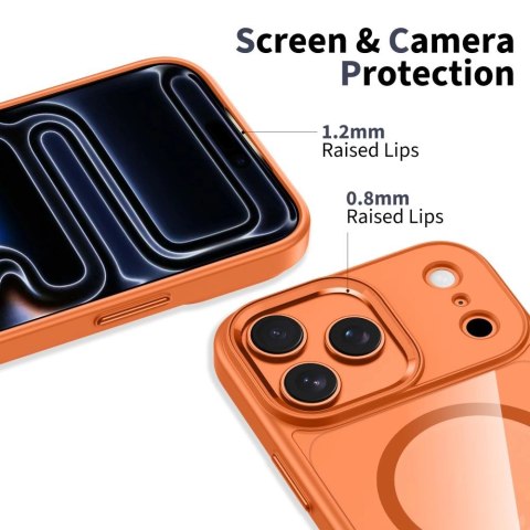 Etui Tech-Protect MagMat MagSafe na iPhone 17 Pro Max - przezroczysto-pomarańczowe