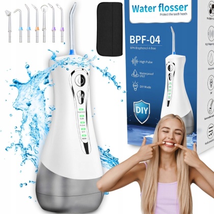 IRYGATOR DO ZĘBÓW BEZPRZEWODOWY DENTYSTYCZNY 4 TRYBY 320ML MOCNY 8 KOŃCÓWEK