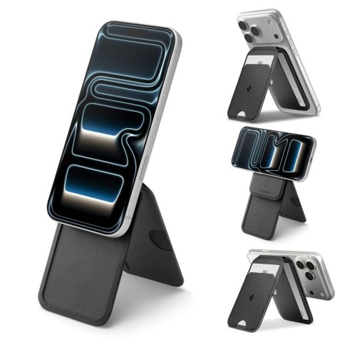 SPIGEN S314-2 SLIM FOLD TRIPOD MAGSAFE UNIVERSAL MAGNETIC CARD HOLDER BLACK